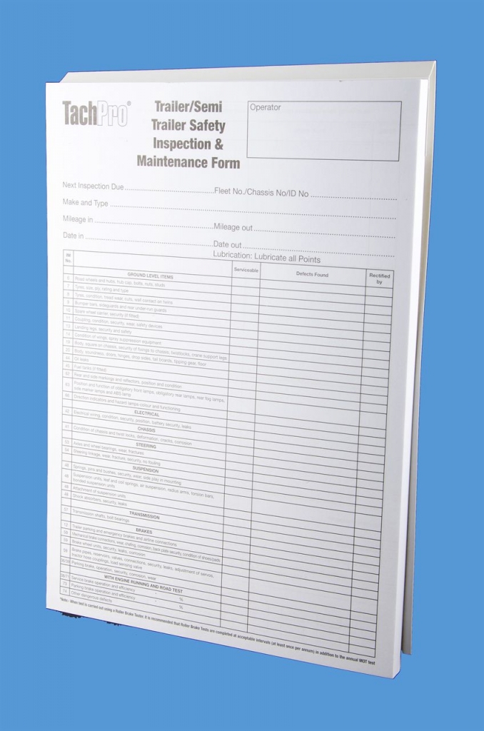 TachPro trailer safety inspection maintenance pad