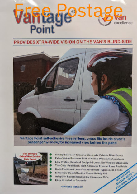Fresnel blind spot lens for vans